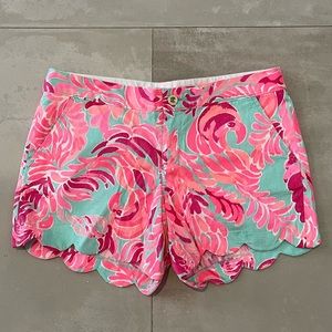 Lilly Pulitzer sz 6 buttercup pink and aqua print shorts